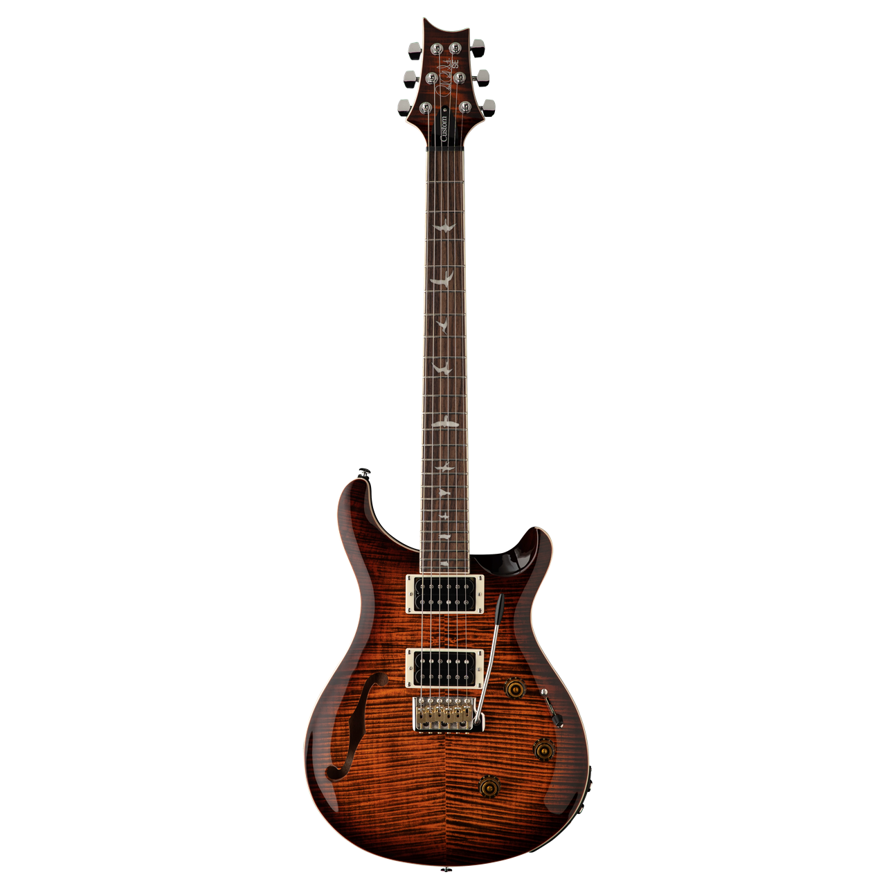 PRS SE Custom 24 Semi-Hollow Piezo | Orange Tiger Smokeburst