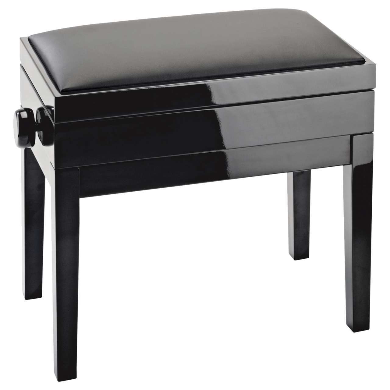 K&M Klavierbank mit Notenfach 13951 Bank schwarz glanz, Sitz Kunstleder schwarz