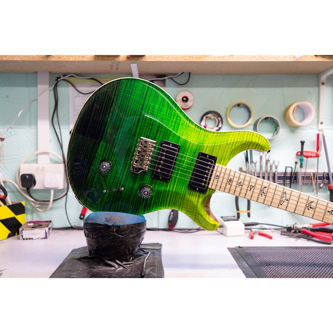 PRS Custom 24, Wood Library, 10 Top, Figured Maple Neck & Fretboard - Green Fade, 2021, (One of a Kind)